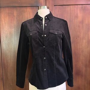 Rafaella Black Velvet Pearl Snap Shirt 6
